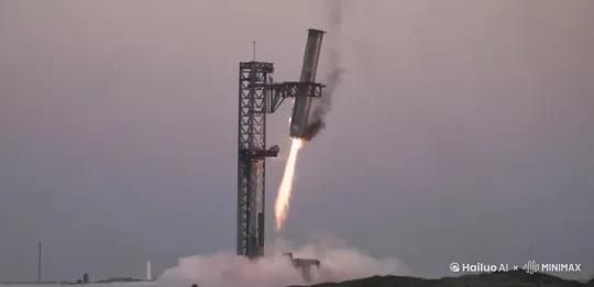 spaceX火箭回收降落，不过火箭被换成了一瓶细长版的瓶装可口可乐 by Hailuo AI Video Generator