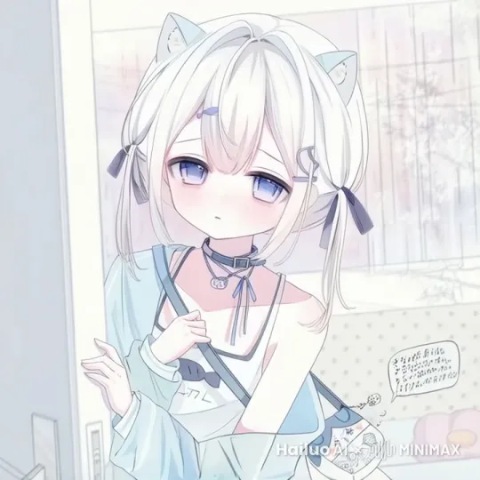 女孩头发飘动，前景的画飘动，眨眼 by Hailuo AI Video Generator
