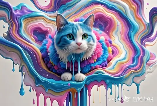 小猫从画中钻出来，打个哈欠 by Hailuo AI Video Generator
