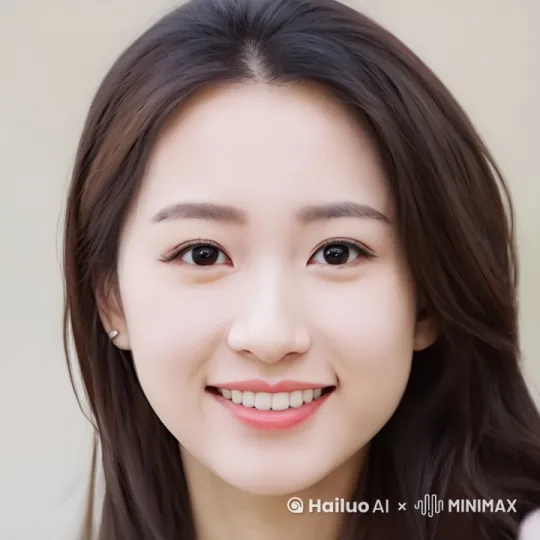 让她对你微笑，风吹起了她的秀发用手把发丝往耳后撩了一下 by Hailuo AI Video Generator