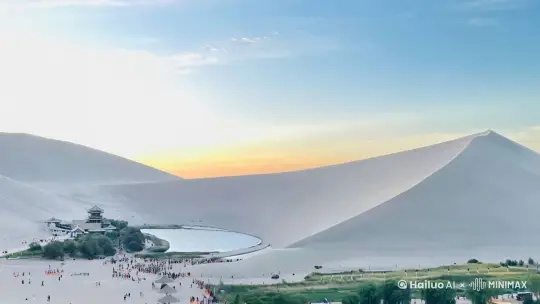 巨大的皮卡丘从山边，出现，由远及近，蹦蹦跳跳的 by Hailuo AI Video Generator