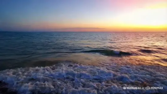 晨曦微露，海面泛起粼粼波光，生成海边日出时分的唯美画面，海面波光粼粼，天空渐变的色彩 by Hailuo AI Video Generator