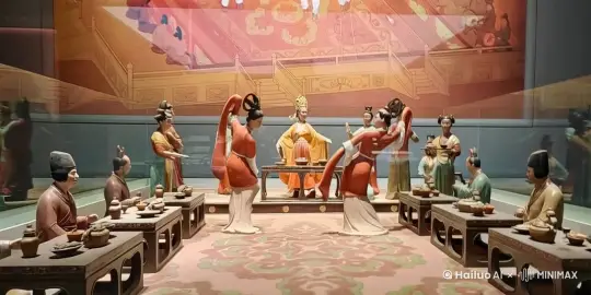 生成武则天宴请外国使臣的喝酒跳舞的视频 by Hailuo AI Video Generator