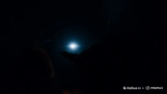 虚空中，观察到一丝星光，然后就是冷冷的死寂；没有生命力的周围，能看到自己手抓不到任何事物，除了黑暗的黑色。 by Hailuo AI Video Generator