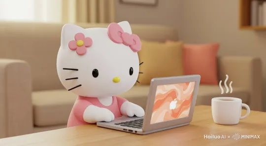 HelloKitty在敲击键盘 by Hailuo AI Video Generator