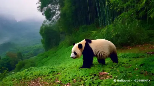 大熊猫在贵州大山里行走 by Hailuo AI Video Generator