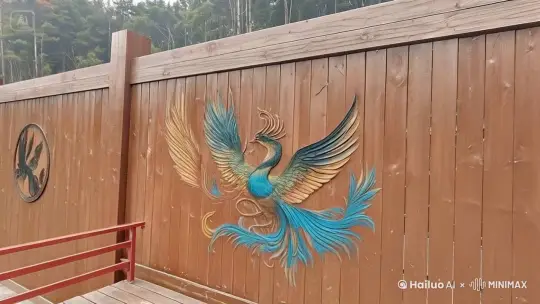 让墙壁上的凤凰脱离墙面飞出画面 by Hailuo AI Video Generator