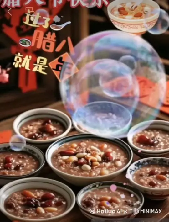 腊八吉祥，粥香四溢福满堂。 by Hailuo AI Video Generator