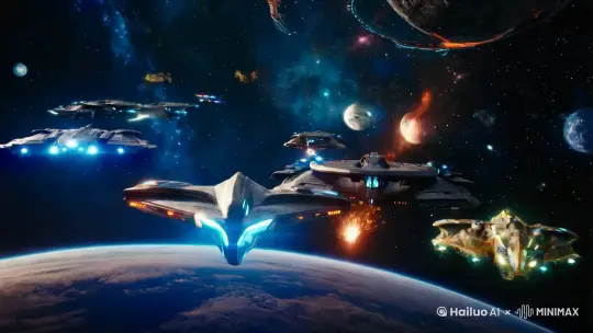 2084年，地球人和外星人在太空中大战 by Hailuo AI Video Generator