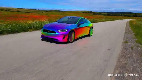 马路上一辆彩虹汽车
 by Hailuo AI Video Generator