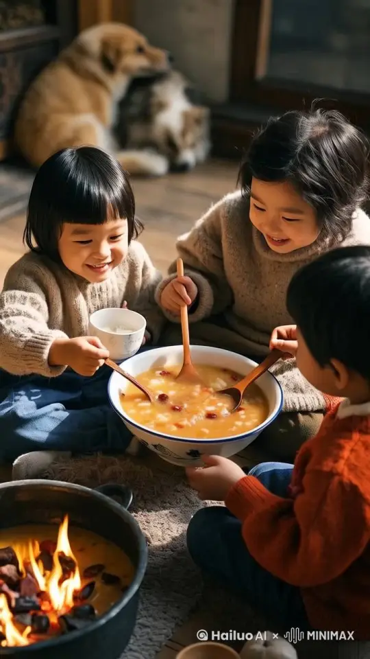 围炉喝腊八粥， by Hailuo AI Video Generator