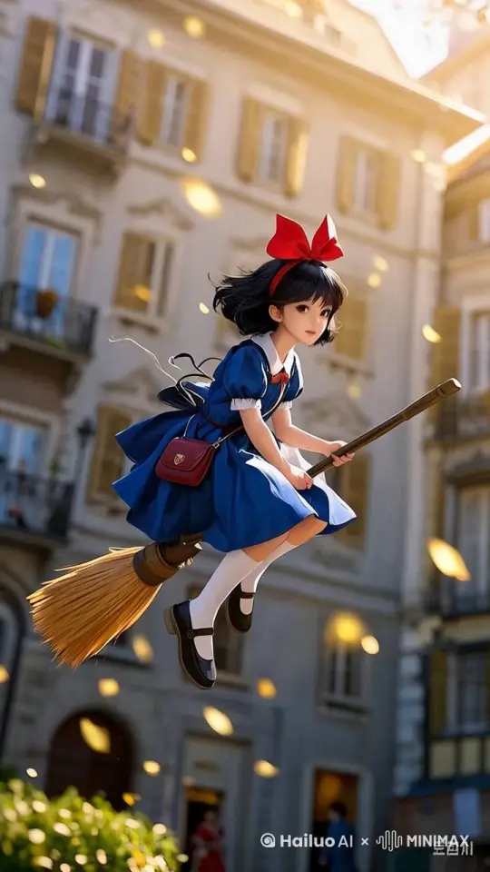 画面少女不动，场景快速移动，少女衣物随风飘动，加一个环绕运镜，超清画质，8K by Hailuo AI Video Generator