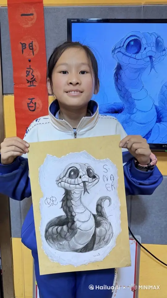 镜头跟踪，动态跟随，时长：0:15，蛇身体顺时针蠕动，蛇口慢慢张开吐出信子，蛇眼睛睁开，明亮而有灵气，蛇身上磷光渐闪。 by Hailuo AI Video Generator