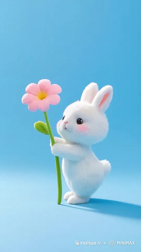 兔子扶着花在跳扭屁股舞 by Hailuo AI Video Generator