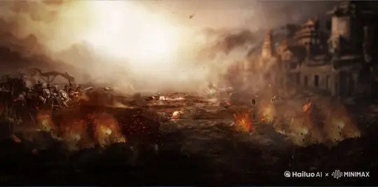 画面中的火焰在燃烧，镜头缓慢向前推进。 by Hailuo AI Video Generator