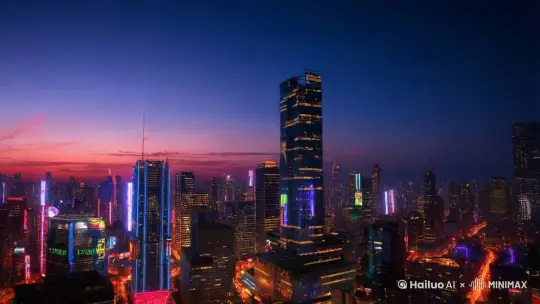 在一座繁华的大都市中，夜幕降临，霓虹灯闪烁，高楼大厦林立，街道上车水马龙。突然，一阵诡异的风声划破夜空，人群的喧嚣声戛然而止。镜头缓缓拉近，一座摩天大楼的顶端，一个巨大的身影若隐若现。
画面逐渐清晰，那是一个拥有蛇身和美女头像的神秘生物。她的蛇身蜿蜒盘旋，鳞片在月光下闪烁着幽绿的光芒，而她的脸庞却异常美丽，仿佛是古典油画中的女神。她的眼睛深邃而神秘，嘴角微微上扬，露出一丝狡黠的微笑。
随着背景音乐的紧张节奏，蛇身美女缓缓张开嘴巴，露出锋利的牙齿，仿佛要吞噬一切。突然，一群猛兽从城市的各个角落涌出，它们是被某种未知力量驱使的野兽，咆哮着向蛇身美女发起攻击。狮子、老虎、熊等猛兽在街道上狂奔，追逐着蛇身美女，场面异常震撼。
蛇身美女在高楼大厦之间灵活穿梭，她的蛇身如同一条巨大的鞭子，击打着猛兽，发出震耳欲聋的声响。镜头切换到她的脸庞，她的眼神中透露出一丝戏谑和兴奋，仿佛在享受这场追逐游戏。
随着音乐的高潮，蛇身美女突然张开大嘴，将一头猛兽吞入口中。其他猛兽见状，纷纷退缩，不敢再靠近。蛇身美女轻轻一笑，化作一道光芒，消失在夜空中，留下满地的狼藉和惊恐的人群。
画面最后定格在夜空中的月亮，月光洒在城市的废墟上，仿佛在诉说着这场惊心动魄的故事。 by Hailuo AI Video Generator