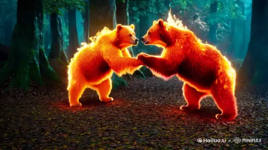 两只火属性的熊准备战斗 by Hailuo AI Video Generator