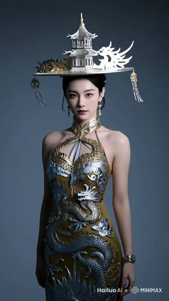 模特走秀，步伐自然流畅，迈着轻盈稳健的步伐，活力十足，节奏感强，身体与步伐完美协调，缓缓转身，展示完美身材与出优雅的气质。花瓣从空中慢慢飘落，呈现完美的舞台效果 by Hailuo AI Video Generator