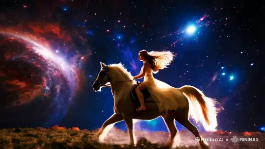骑马翱翔宇宙 by Hailuo AI Video Generator