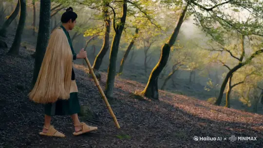 莫听穿林打叶声，何妨吟啸且徐行。竹杖芒鞋轻胜马，谁怕？一蓑烟雨任平生。
料峭春风吹酒醒，微冷，山头斜照却相迎。回首向来萧瑟处，归去，也无风雨也无晴。 by Hailuo AI Video Generator