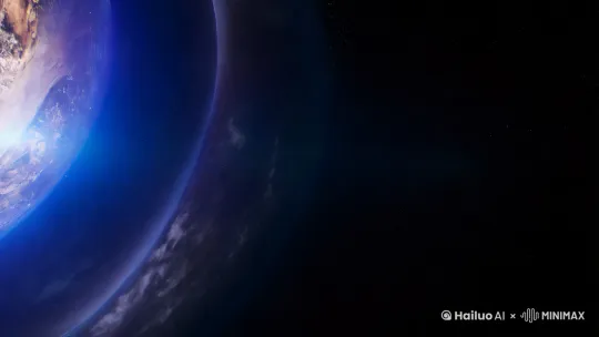 镜头在广阔的宇宙中 视角突然加速 看到一个蓝色的星球 上面一阵魔幻的样子 像是非常发达的外星文明 各种闪耀  by Hailuo AI Video Generator