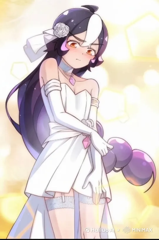 女孩头发轻轻的飘动，前景的画轻轻的飘动，眨眼 by Hailuo AI Video Generator