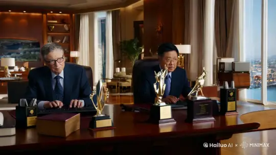 很多人看到比尔盖茨，李嘉诚等人的财富很羡慕，梦想着有朝一日能够像他们一样家财万贯。其实会要获得财富自由也不是没有可能。这是一个创造奇迹的时代人生来都是平等的本来就没有高低贵贱之分比尔盖茨李家长起初也不富有让他们通过不懈努力成为万人敬仰的父母，他们致富的秘诀是什么呢？答案就是摄影他们的时刻都像成功者那样思考行动，最终通过不懈的努力他们实现了人生的辉煌。 by Hailuo AI Video Generator