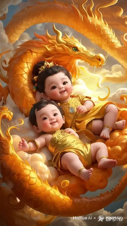 孩子伸出手招手，龙缓缓地动着，孩子眼睛笑着一会儿眯着眼睛，一会儿睁开眼睛 by Hailuo AI Video Generator