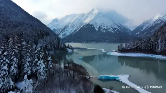 长白山天池冬日风景 by Hailuo AI Video Generator