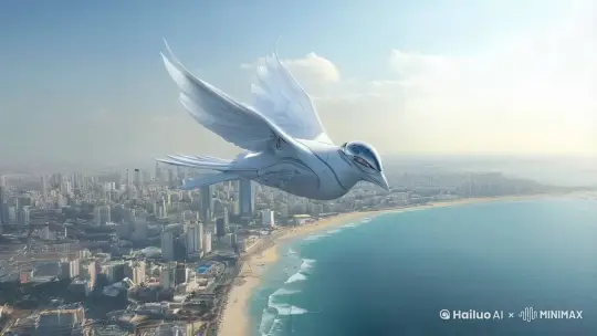 鸟向前飞，电影感 by Hailuo AI Video Generator