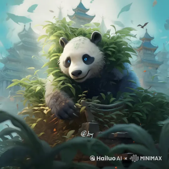 熊猫站起来后，穿上战士汉服，并咆哮 by Hailuo AI Video Generator