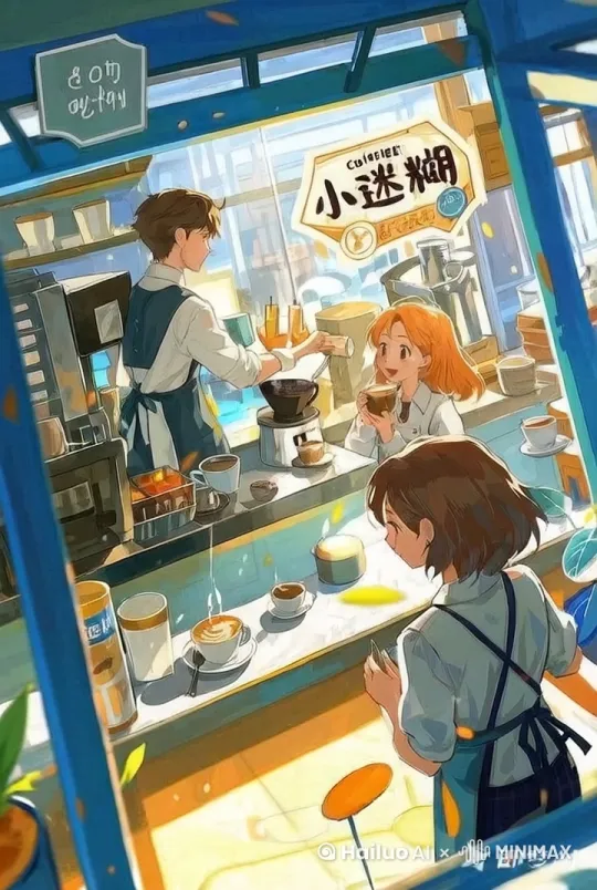 咖啡店温馨忙碌的样子 by Hailuo AI Video Generator