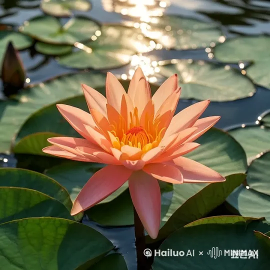 莲花在阳光下熠熠生辉，随风摇曳 by Hailuo AI Video Generator