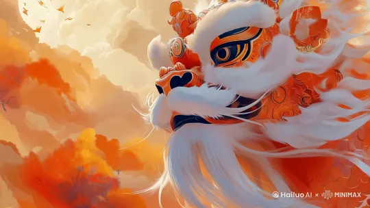固定镜头，
狮子张开嘴巴向上大声的吼叫，然后低头向右看去，身上的毛发随风飘扬，
 by Hailuo AI Video Generator