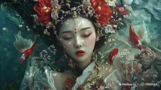 电影质感，电影运镜,运镜幅度可以稍微大一点 水中的感觉 by Hailuo AI Video Generator