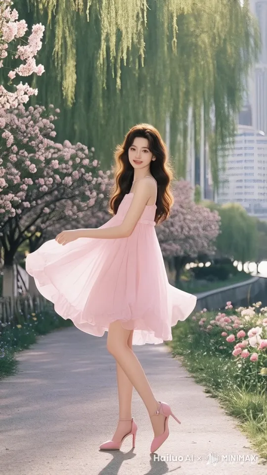 一位少妇亭亭玉立于眼前，她面容姣好，肌肤如脂，白皙中透着淡淡的红晕。一双杏眼明亮而温柔，眼角微微上扬，带着几分妩媚。挺直的鼻梁下，那樱桃小口轻抿，似笑非笑，流露出一种成熟女性的矜持。她额前的几缕发丝随风轻拂，更增添了几分随性与自然的美。 by Hailuo AI Video Generator