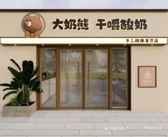 街道上人流从店门口走过 by Hailuo AI Video Generator