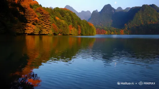 湖光秋月两相和，谭面无风镜未磨，遥望洞庭山水翠，白银盘里一青螺 by Hailuo AI Video Generator