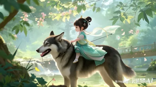 朝着丛林的深处走去，前方尽是豺狼野豹，电影质感 by Hailuo AI Video Generator