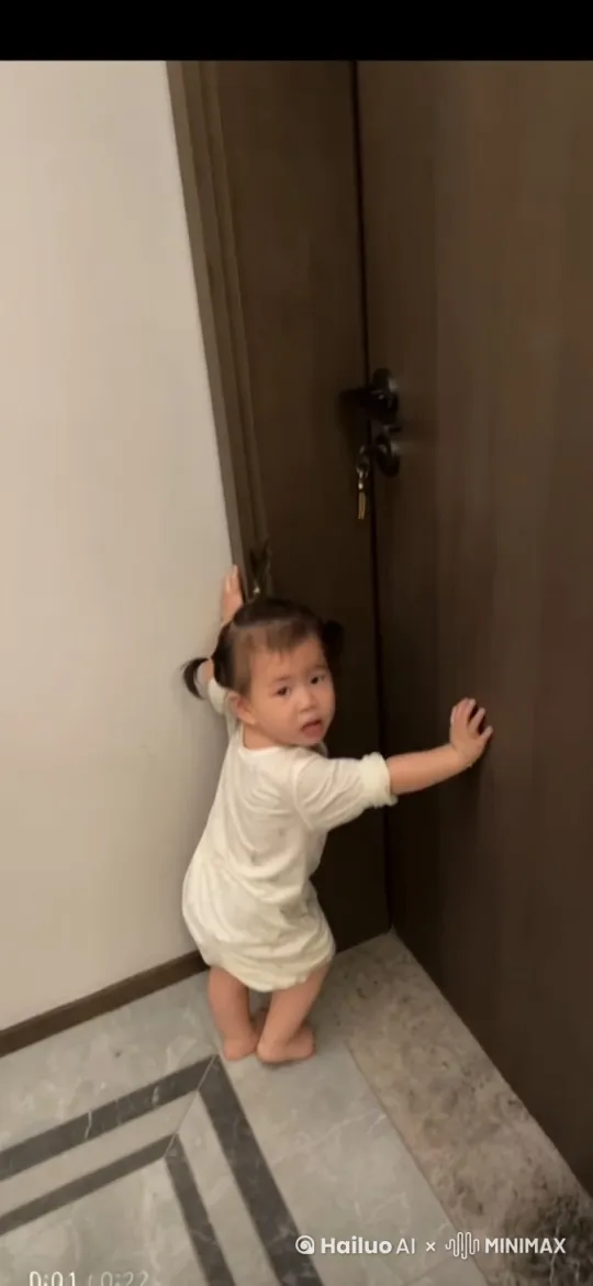 小孩子一脚踹开了门，把门拆了下来，开始小孩子开始秀肌肉，把门打成了两块，又用头把门给砸了，最后小孩子往房间里把碎门给进去
 by Hailuo AI Video Generator