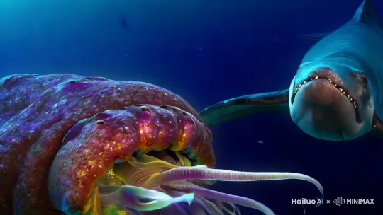 深海惊现巨型海螺绞杀座头鲸 by Hailuo AI Video Generator