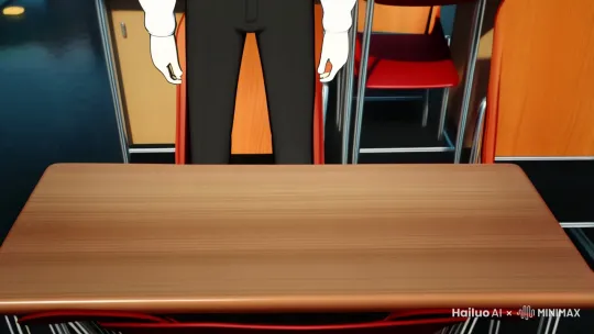 2d动画，2d动漫，日本动画，日本动漫，anime。镜头拉远，手持拍摄镜头，跟踪镜头。男人从椅子上站起来。然后走出教室，穿过大门，来到室外，白衬衫，黑色的裤子，室外是街道，汽车行驶，大风吹树叶，远处有火车行驶，暴雨。2d动画，2d动漫，日本动画，日本动漫，2d anime by Hailuo AI Video Generator