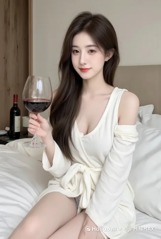 轻轻喝一口红酒 by Hailuo AI Video Generator