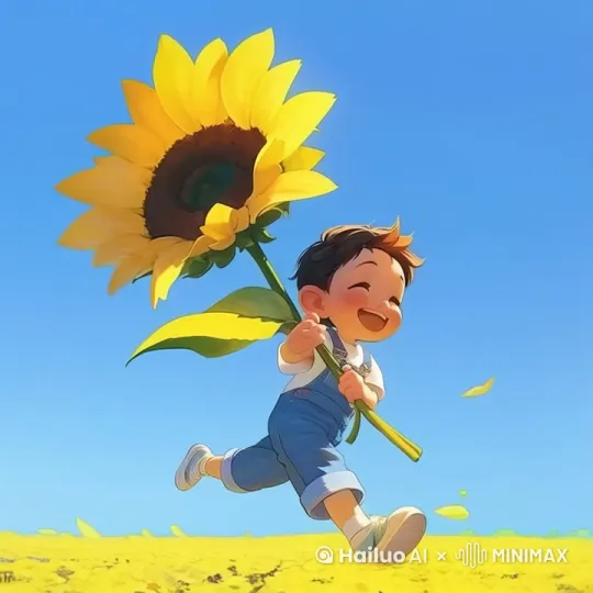 小男孩快乐的奔跑着 by Hailuo AI Video Generator