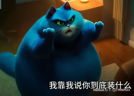 一只蓝色胖猫 by Hailuo AI Video Generator