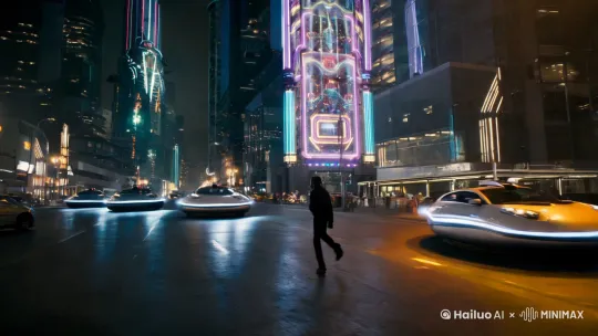 未来都市的街道上，到处是飘行的科幻飞车，科幻风格
 by Hailuo AI Video Generator