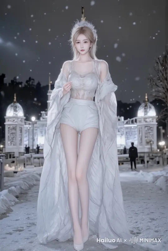 天空飘着雪花，向前走 by Hailuo AI Video Generator