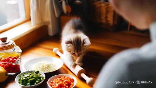 小猫做饭视频 by Hailuo AI Video Generator