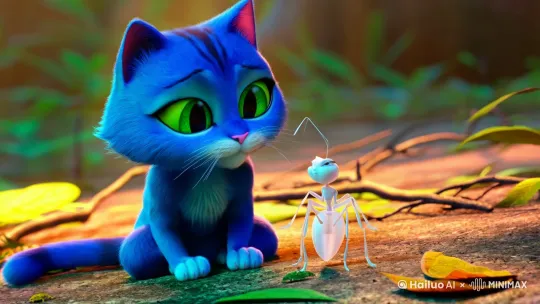 一只蓝色的猫和一个白色的蚂蚁对视
 by Hailuo AI Video Generator