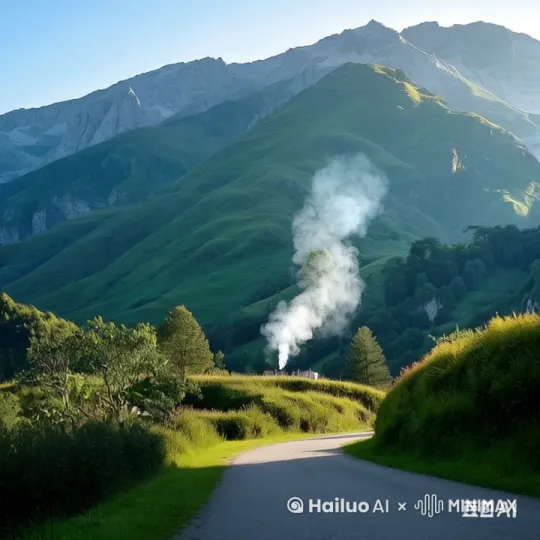 炊烟飘动 树叶摇曳 镜头向前  by Hailuo AI Video Generator